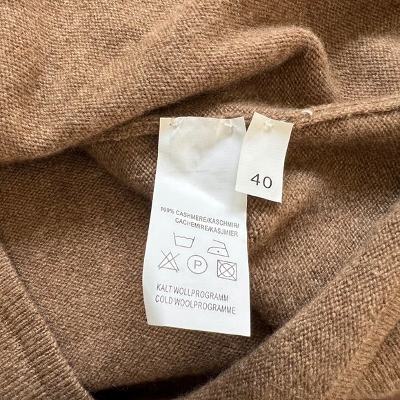 Vintage 100% Cashmere Parisian Camel Tan Brown Tank Top Sweater Capsule Wardrobe - Picture 6 of 8